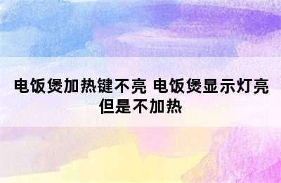 电饭煲加热键不亮 电饭煲显示灯亮但是不加热